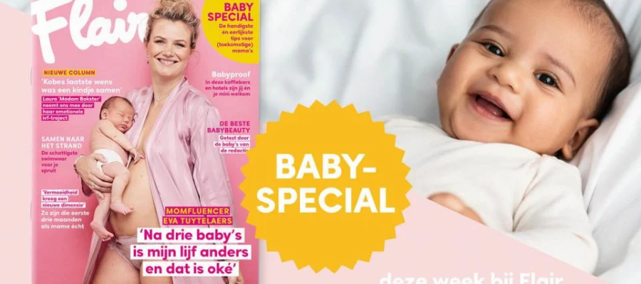 Flair toont echt post-partumlichaam op de cover van hun babyspecial